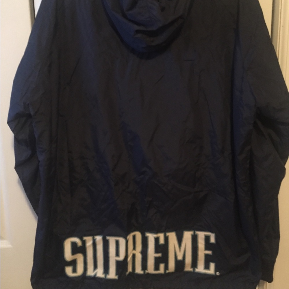 Supreme Wind Breaker, font on back, Mariners color
